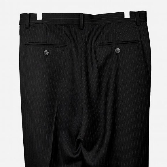 Calvin Klein Black Check Dress Pants 32x32 Flat Front Quiet Luxury Officewear - Picture 5 of 7